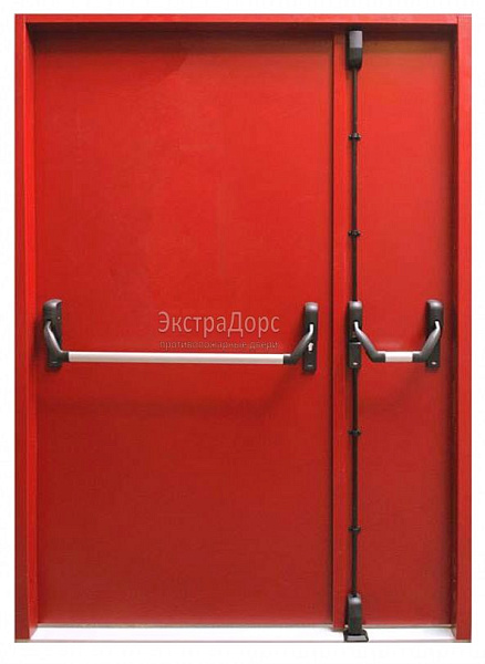 Противопожарная дверь EI 60 дымогазонепроницаемая красная с антипаникой в Домодедово  купить