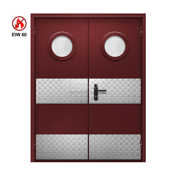 Двупольная противопожарная дверь EIW 60 ДО-02-EIW-60 ДП77 двупольная остекленная