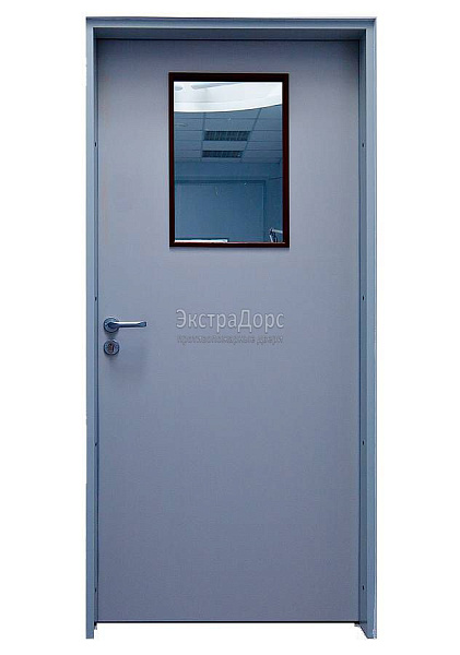 Дверь противопожарная металлическая однопольная EI 30 газодымонепроницаемая со стеклом в Домодедово  купить